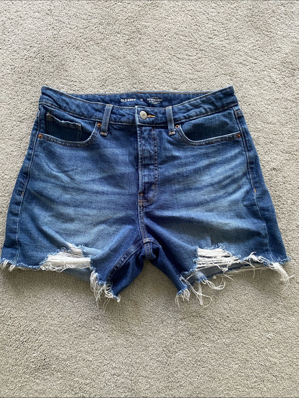 Old Navy Dark Blue Distressed Denim Cutoff Shorts